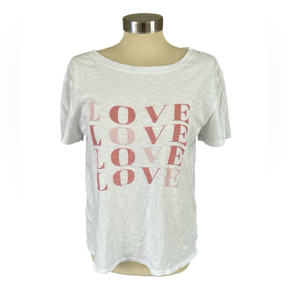 Z Supply Love White and Pink Graphic Tee